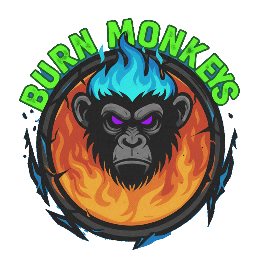 Burn Monkeys Fire Flow logo with monkey and flames